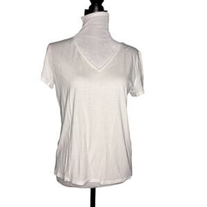 Massimo Dutti V-Neck Tee White Size Medium